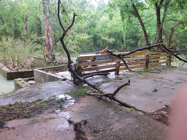 (image) Day use area restroom covered with debris.