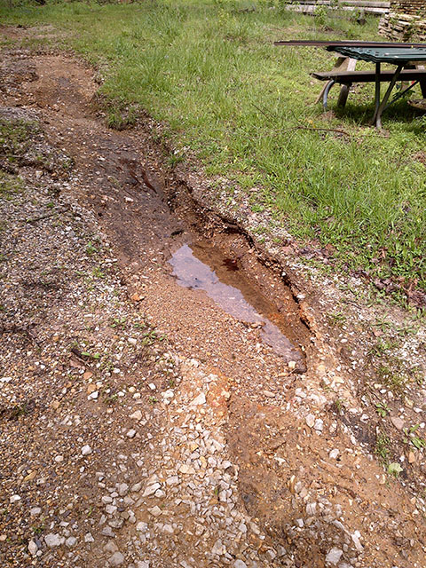 (image) Soil eroded along road bed