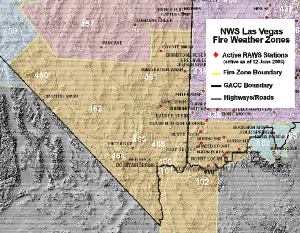Las Vegas Weather fire zones