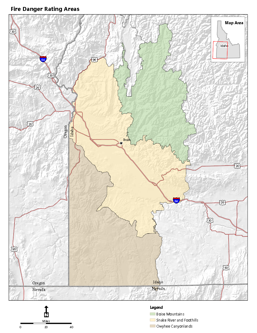 Boise Dispatch Fire Danger Rating Areas Map