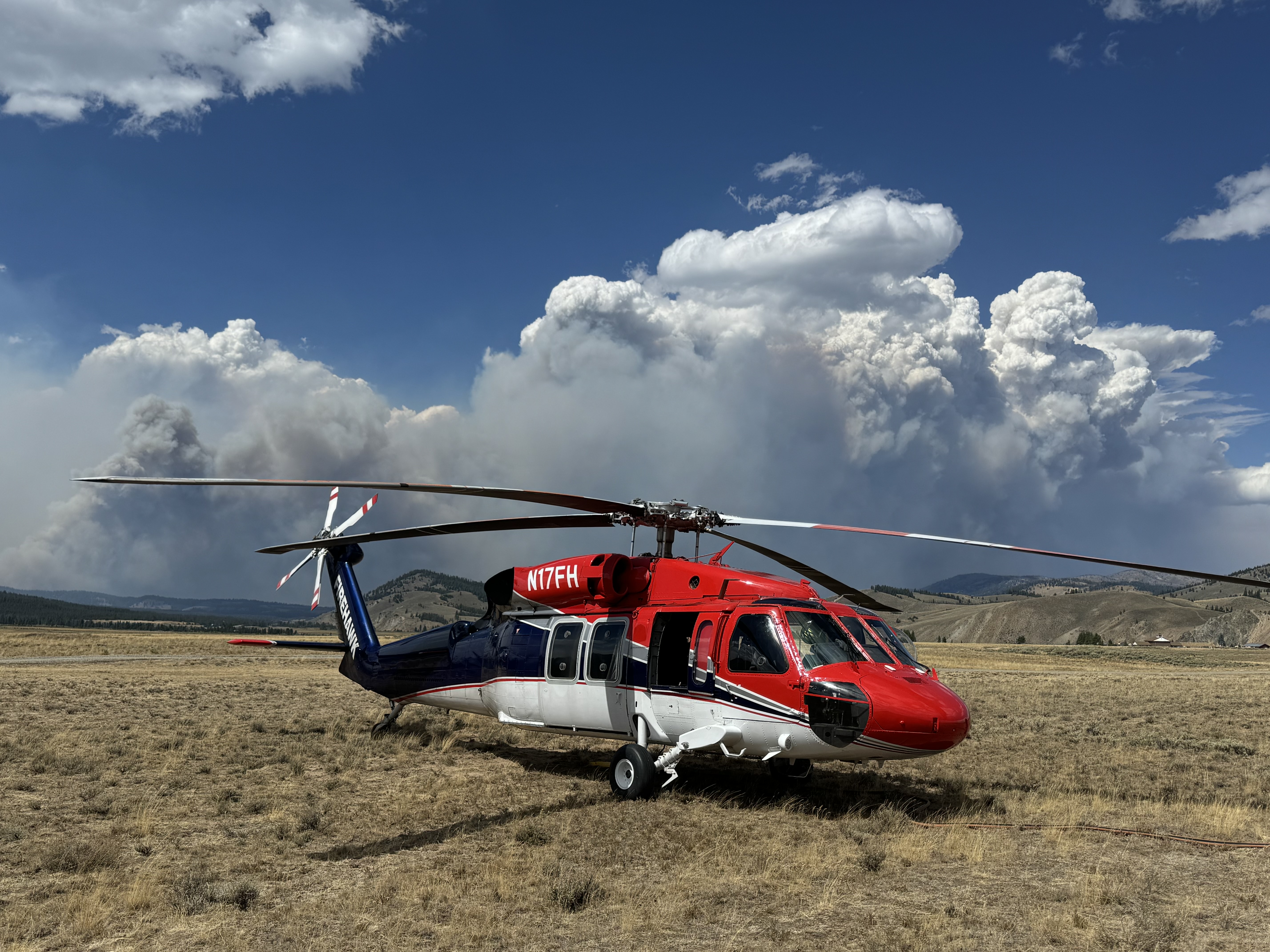 Helicopter on the ground at helispot