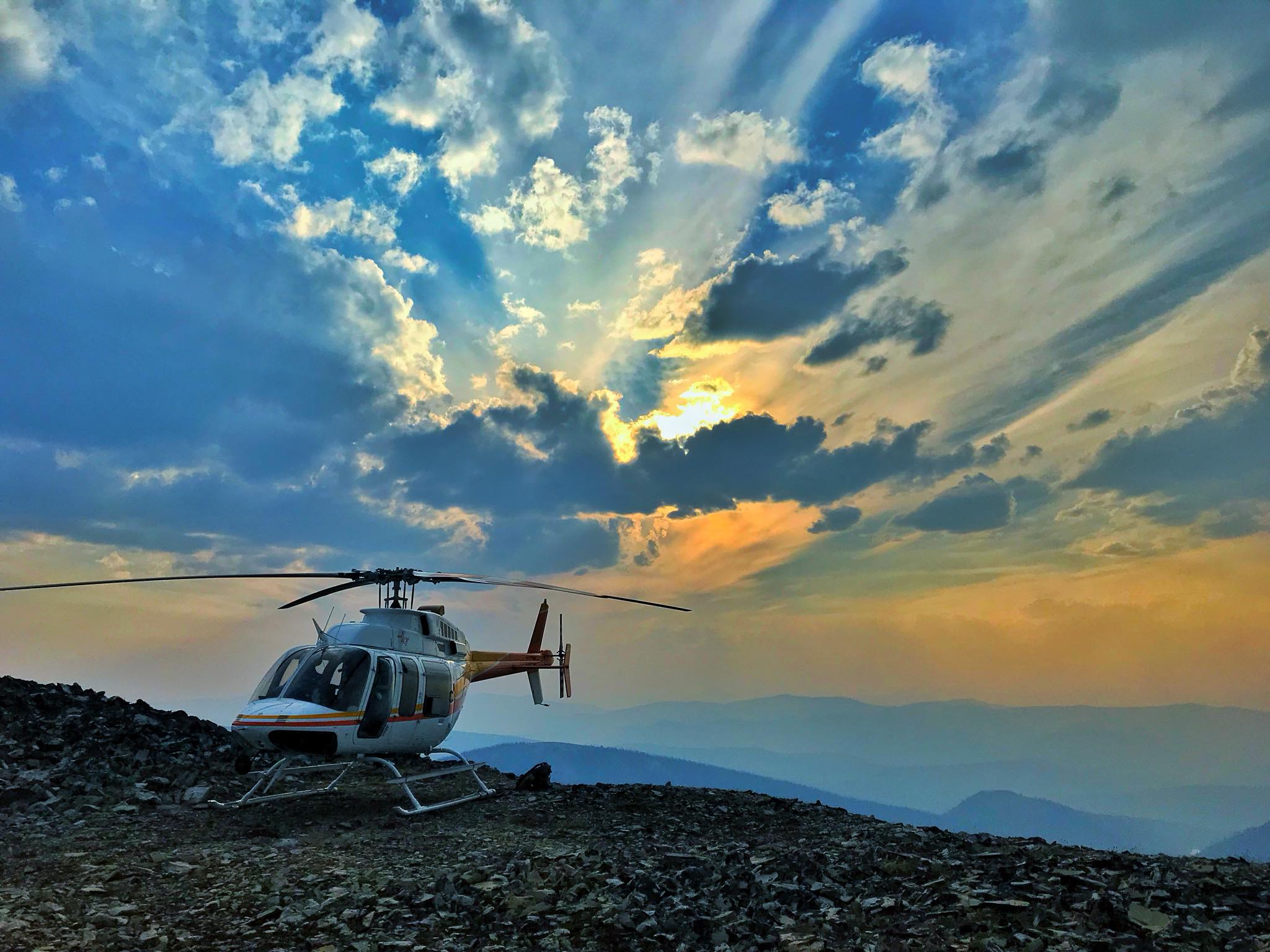 Helicopter Landed on Ridgetop