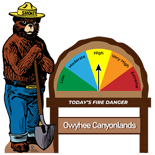 Smokey Bear showing the fire danger level