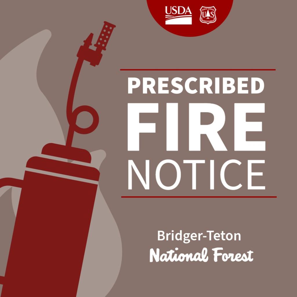 Prescribed Fire Notice graphic with red drip torch and brown background