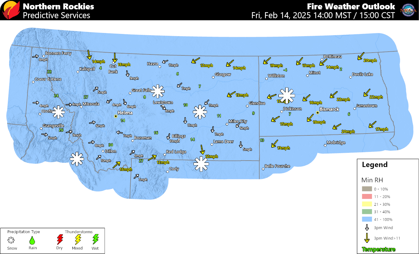 (Graphic) Map of Northern Rockies Geographic Area Fire Weather Outlook