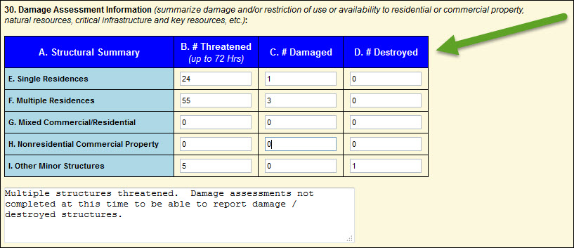 Block 30: Damage Assessment Information
