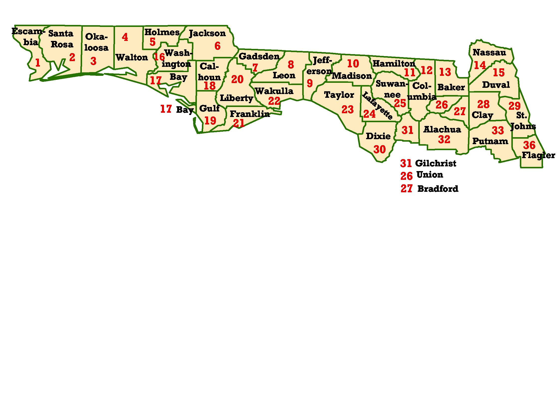 Florida Panhandle County Map