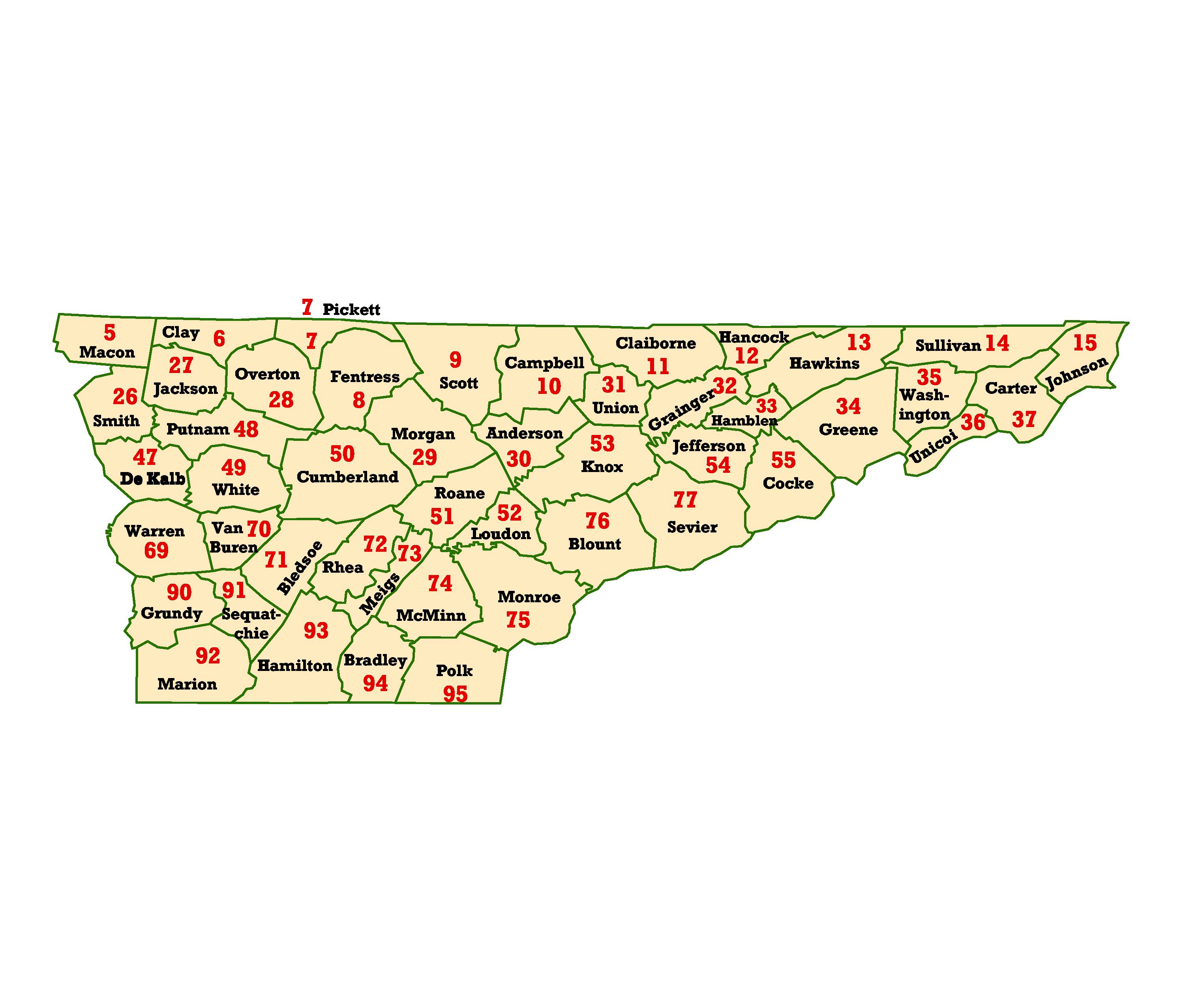 Printable Tennessee Zip Code Map Wims County Id Maps