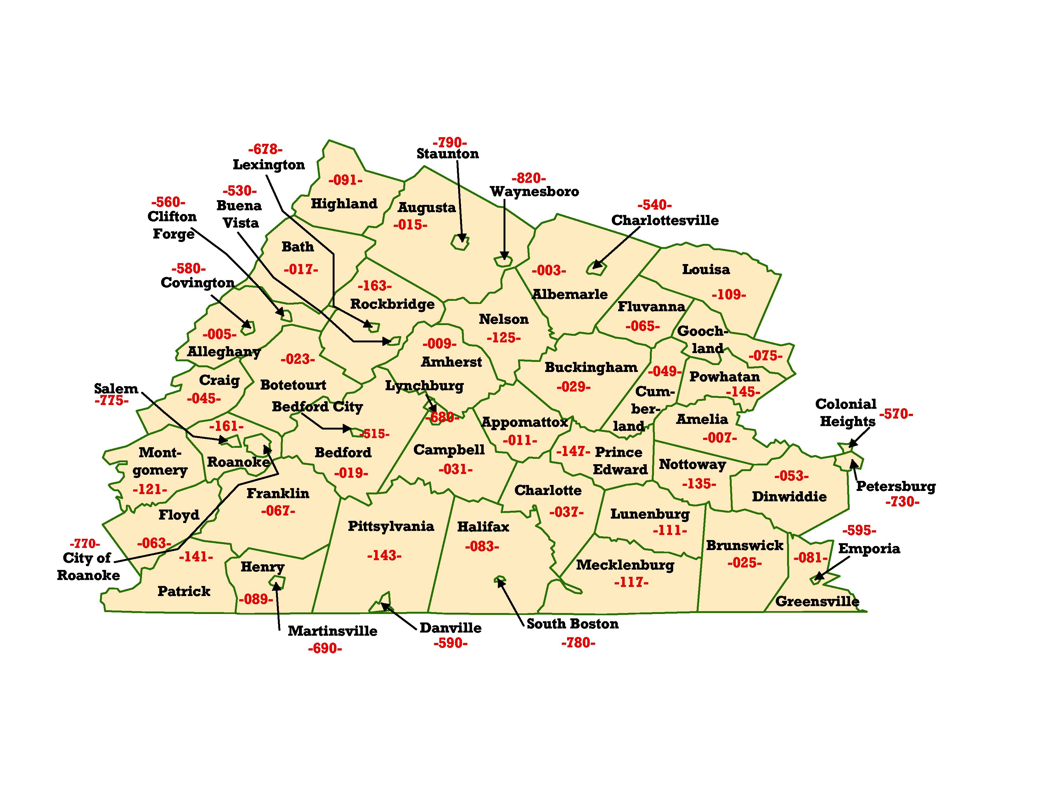 Central Virginia Zip Code Map - United States Map